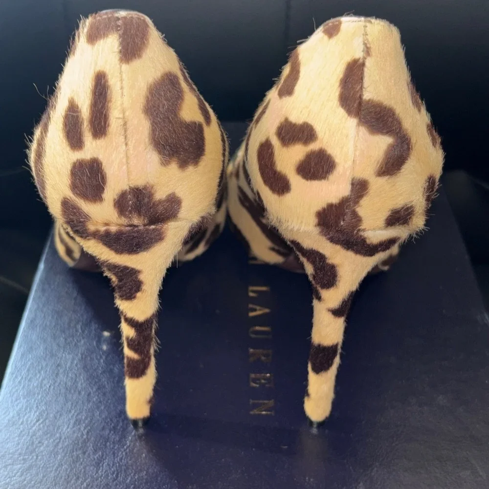 NEW Ralph Lauren Purple Label Women 6 Italian Celia Pump Multi Leopard Calf Hair